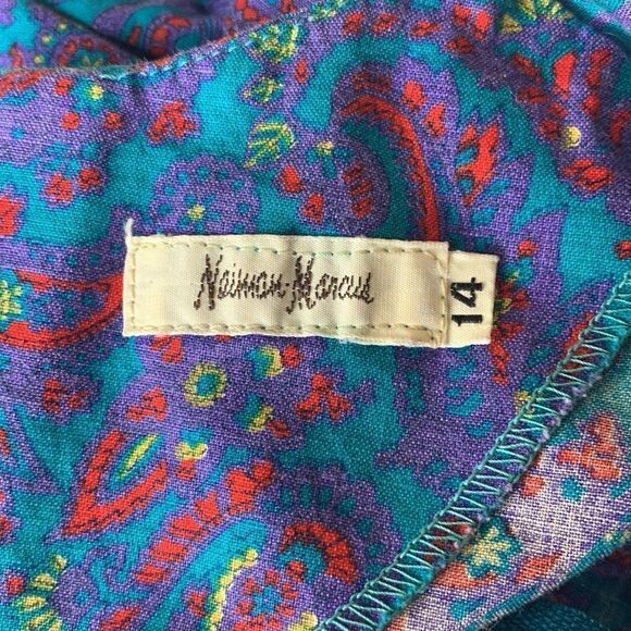 Neiman Marcus Paisley & Lace Vintage Dress Size 14 - Picture 3 of 12